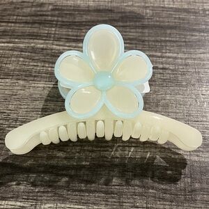 Cream and Blue Flower Hair Clip